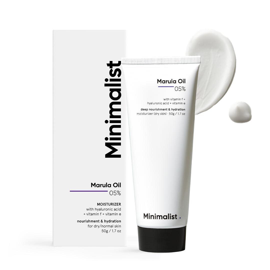 Minimalist Face Moisturizer for Dry Skin | Marula Oil 5% With Hyaluronic Acid For Deep Nourishment & Hydration | Face Hydrating Moisturizer | For Women & Men | 1.7 Oz / 50 gm