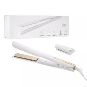 Kristin Ess 3-in-One Titanium Hair Straightener and Curler 2 in 1 Combo + Waver for Women – 1 1/4″ – 440 Degrees – Professional Ionic Dual Voltage Flat Iron + Travel Cap – Frizzy, Curly + Thick Hair