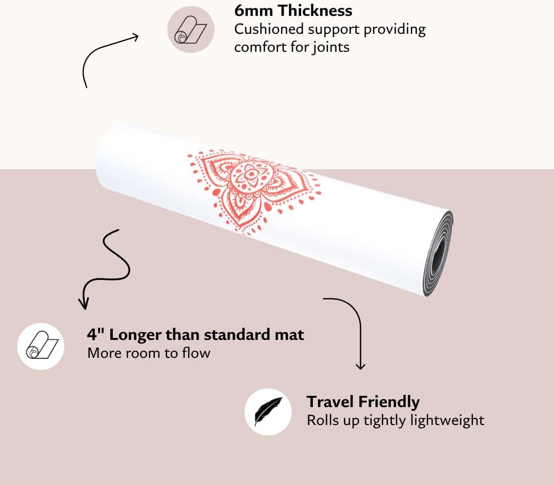 Shakti Warrior TPE Yoga Mat - Artist Designed, Premium eco friendly mats, Non Slip, Non toxic, Great For Regular & Hot Yoga, Pilates and Workouts (72 inch x 24 inch x 6mm thick) - Image 4