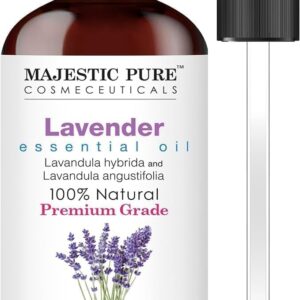 Majestic Pure Essential Oil with Glass Dropper – 100% Pure and Natural – Essential Oils for Diffuser, Aromatherapy, Soap and Candle Making, Lavender Essential Oil, Lavender Oil, 4 Fl Oz