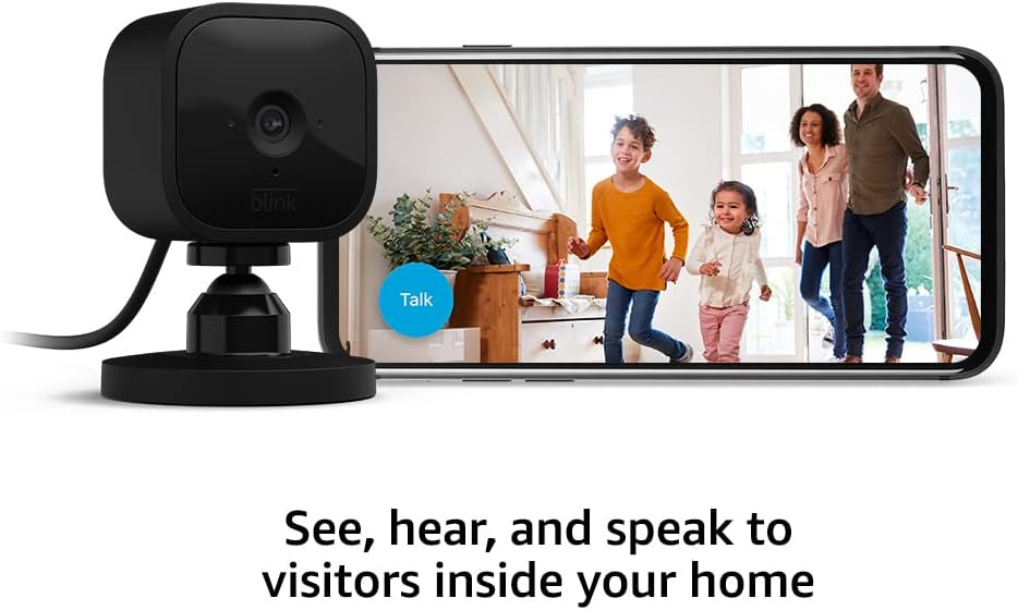 Blink Mini - Compact indoor plug-in smart security camera, 1080p HD video, night vision, motion detection, two-way audio, easy set up, Works with Alexa – 1 camera (Black) - Image 3