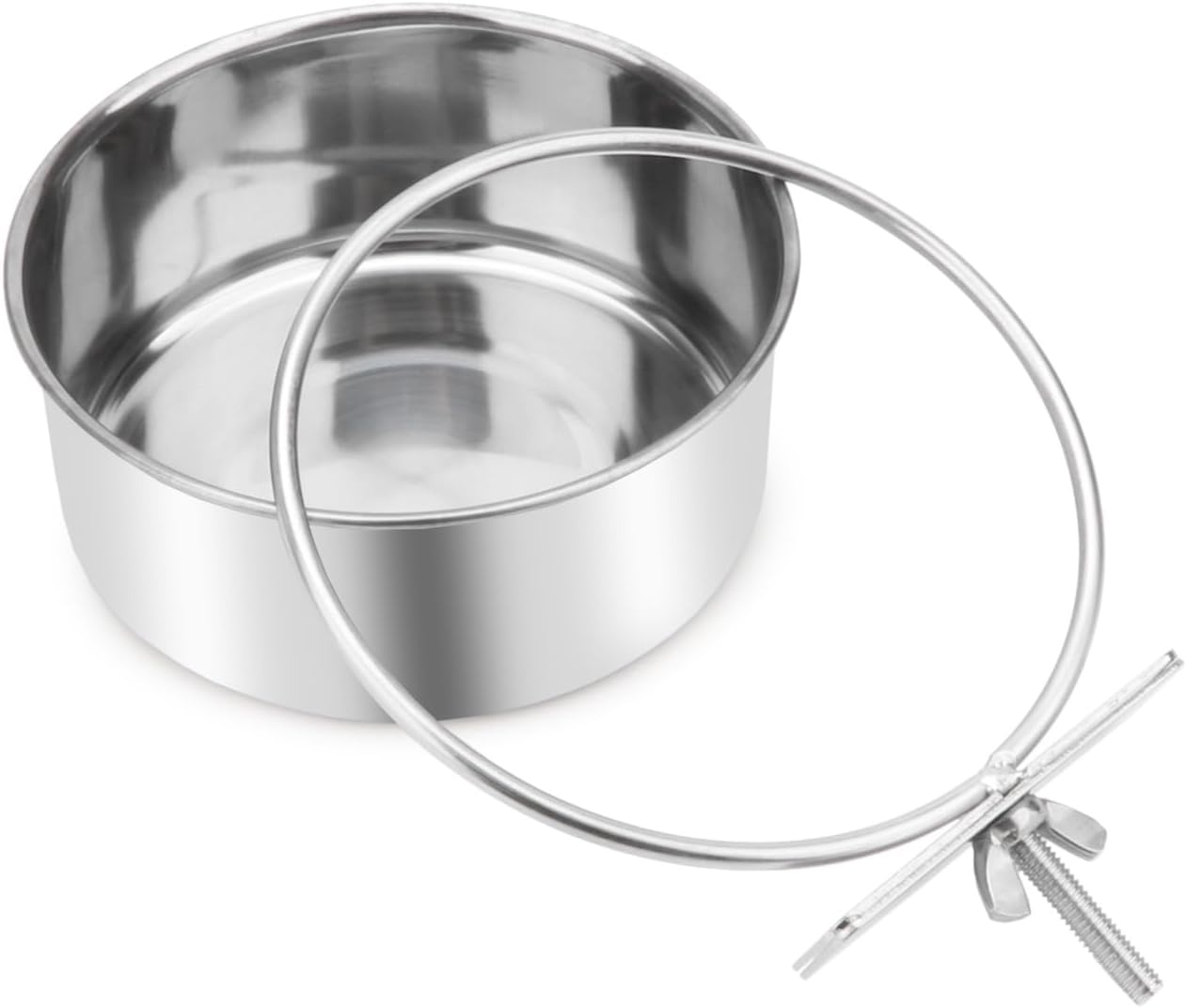 Wontee Pet Food Water Bowl with Clamp Holder Stainless Steel Feeding Cups Feeder for Dog Bird Parrot Cat Rabbit, 2 Packs (M) - Image 4