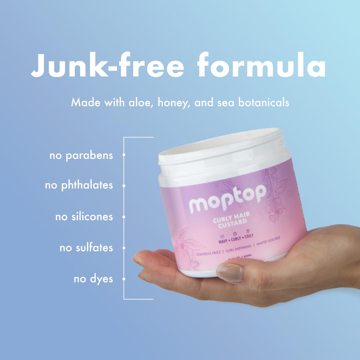 MopTop Curly Hair Gel Custard - Styling Gel for Moisturizing and Defining Soft Curls, Lightweight and Anti Frizz, Curly Hair Products for Waves, Coils & Kinks (Citrus Kumquat, 8oz) - Image 3