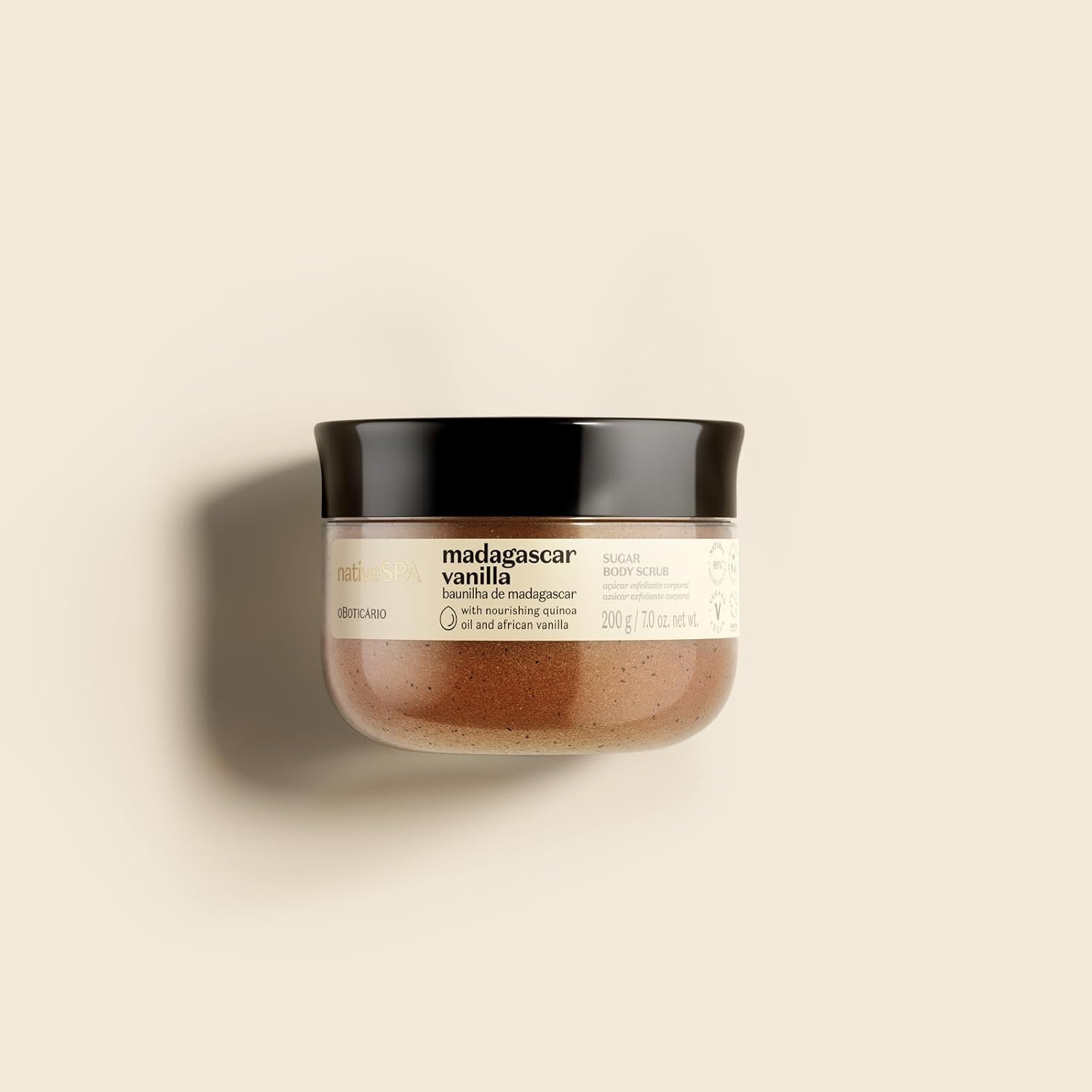 Nativa SPA by O Boticário Madagascar Vanilla Exfoliating Body Scrub, Hydrating & Anti Aging Gentle Exfoliator, 7 Ounce - Image 2