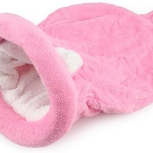 Cat Beds Cave for Indoor Cats for Small Dogs, Washable Sleeping Bag Calming, Soft Fluffy Self-Warming and Cozy Anti-Anxiety Cuddler (25 x 21 inch, Pink)