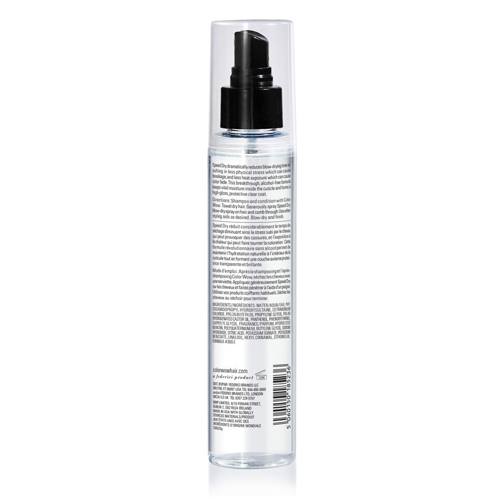 COLOR WOW Speed Dry Blow Dry Spray – Cut Blow Dry Time by 30% | Heat Protectant, Prevent Breakage | Cruelty-Free & Gluten-Free - Image 2
