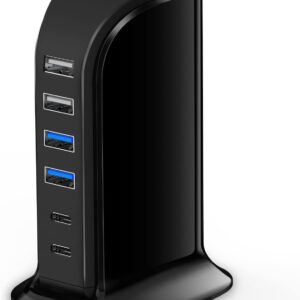 USB C Charger Block Upoy, Chargers for Multiple Devices Dual Type C 45W Total, 6 Ports USB Charging Station for iPhone, Ipad, Iwatch, Desk Accessories & Workspace Organizers