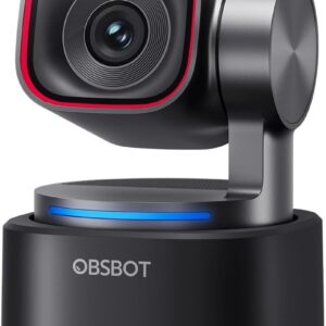 OBSBOT Tiny 3 AI-Powered Spatial Audio 4K Webcam, AI Tracking PTZ Camera with 1/1.28″ Sensor, Tri-Mic, Voice & Gesture Control, 120FPS, HDR, Web Cam for PC, Laptop, Streaming, Meeting, Switch 2, etc.