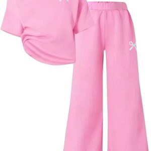 Teen Girls Clothes Off the Shoulder Top and Wide Leg Pants Matching Outfit Set with Pockets Size 7-16