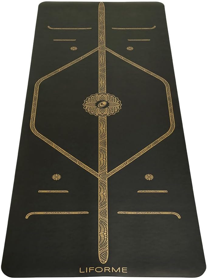 Liforme Printed Yoga Mat Collection - Free Yoga Bag Included - Patented Alignment System, Warrior-like Grip, Non-Slip, Eco-friendly, Sweat-resistant, Long, Wide and Thick for Comfort