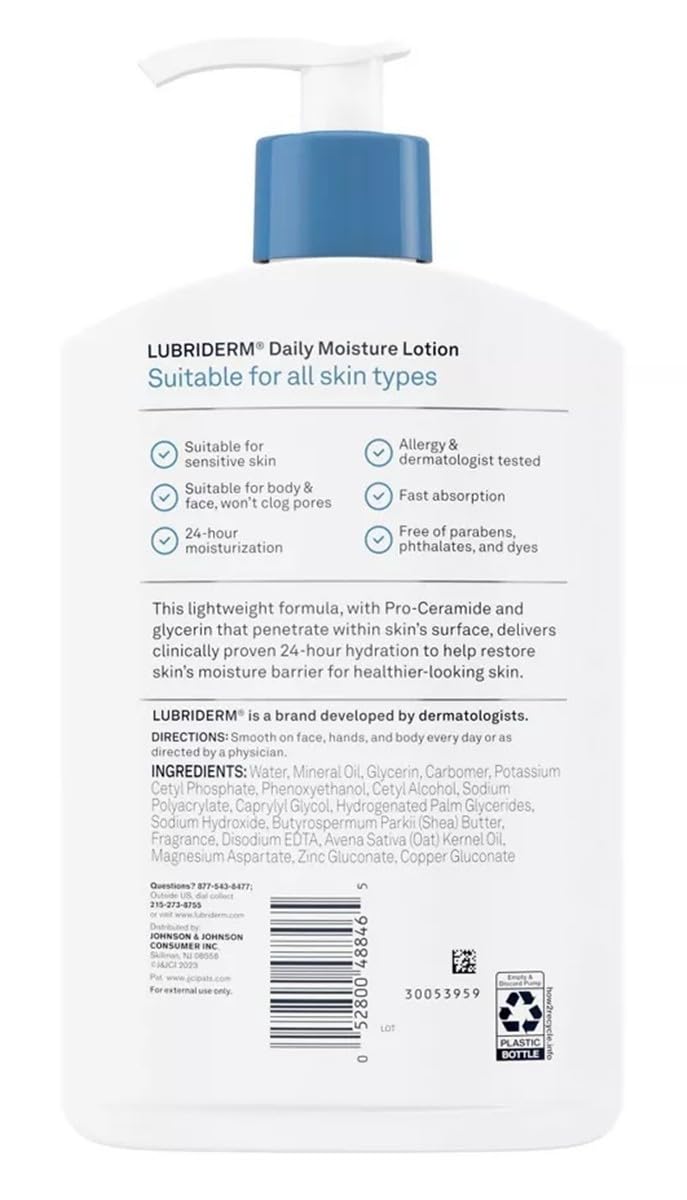 Lubriderm Daily Moisture Hydrating Body and Hand Lotion with Vitamin B5, Non-Greasy, 16 fl Oz, Package may vary - Image 2