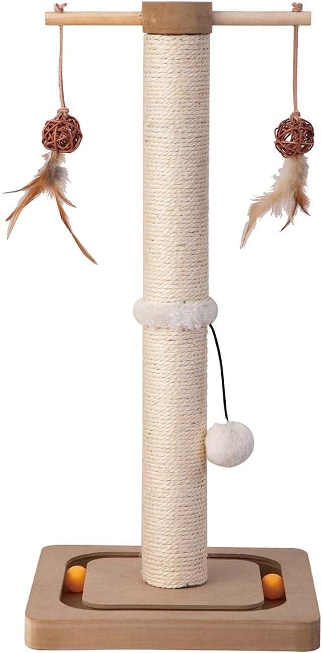 PEEKAB Cat Scratching Post Sisal Scratch Posts for Indoor Kittens and Cats,with Interactive Tracking Toys Suitable for Vertical Scratcher of Small and Medium-Sized Cats 25 Inches Beige - Image 8