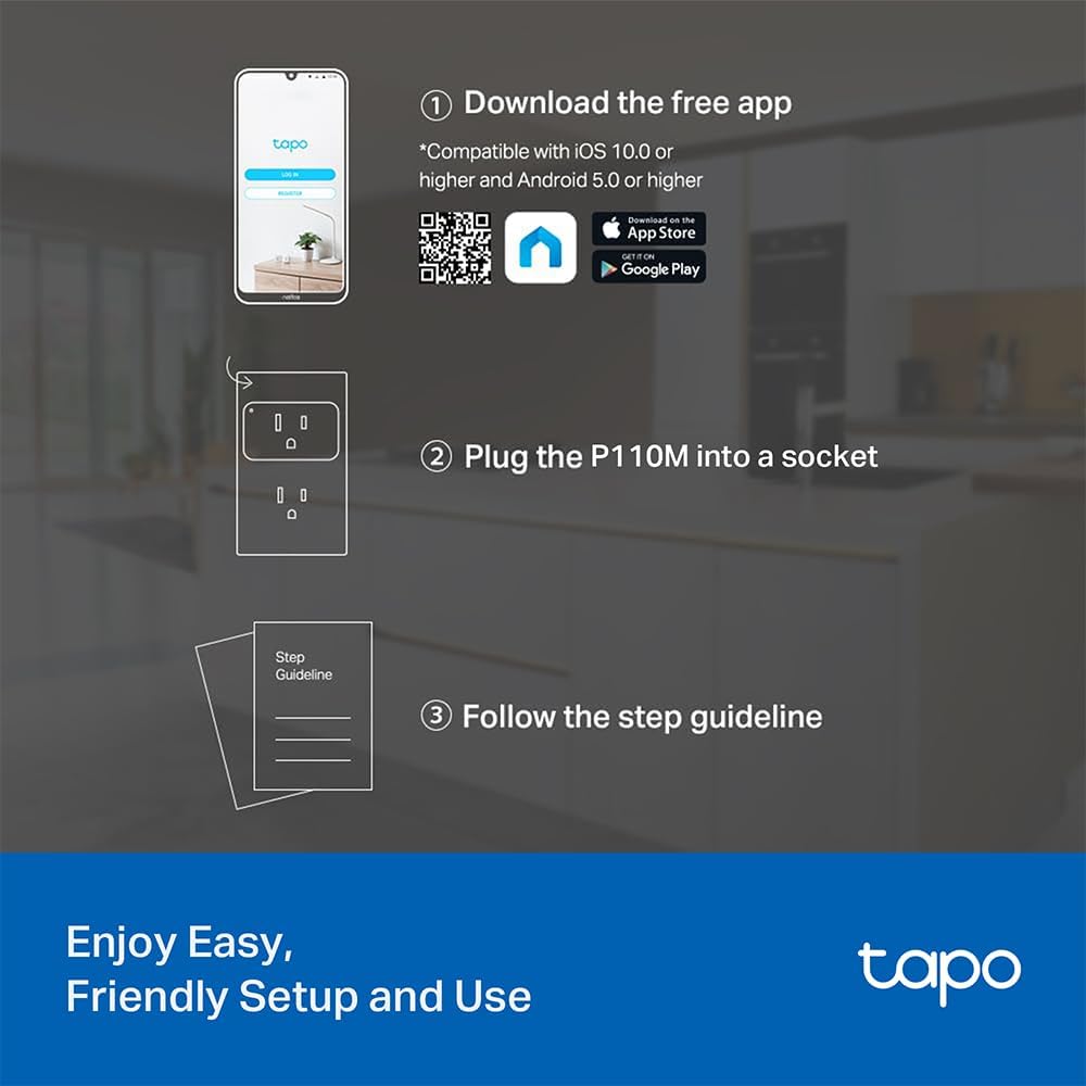 TP-Link Tapo Smart Plug Mini, Matter Compatible, Compatible with Alexa, Google Home & Samsung SmartThings, Energy Monitoring, 15A, UL Certified, 2.4G Wi-Fi Only, Tapo P110M(4-Pack) - Image 11