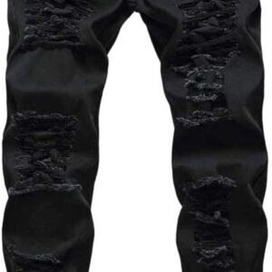 Men’s Jeans Slim Fit Stretch Skinny Ripped Jeans for Men Stacked Distressed Straight Pants