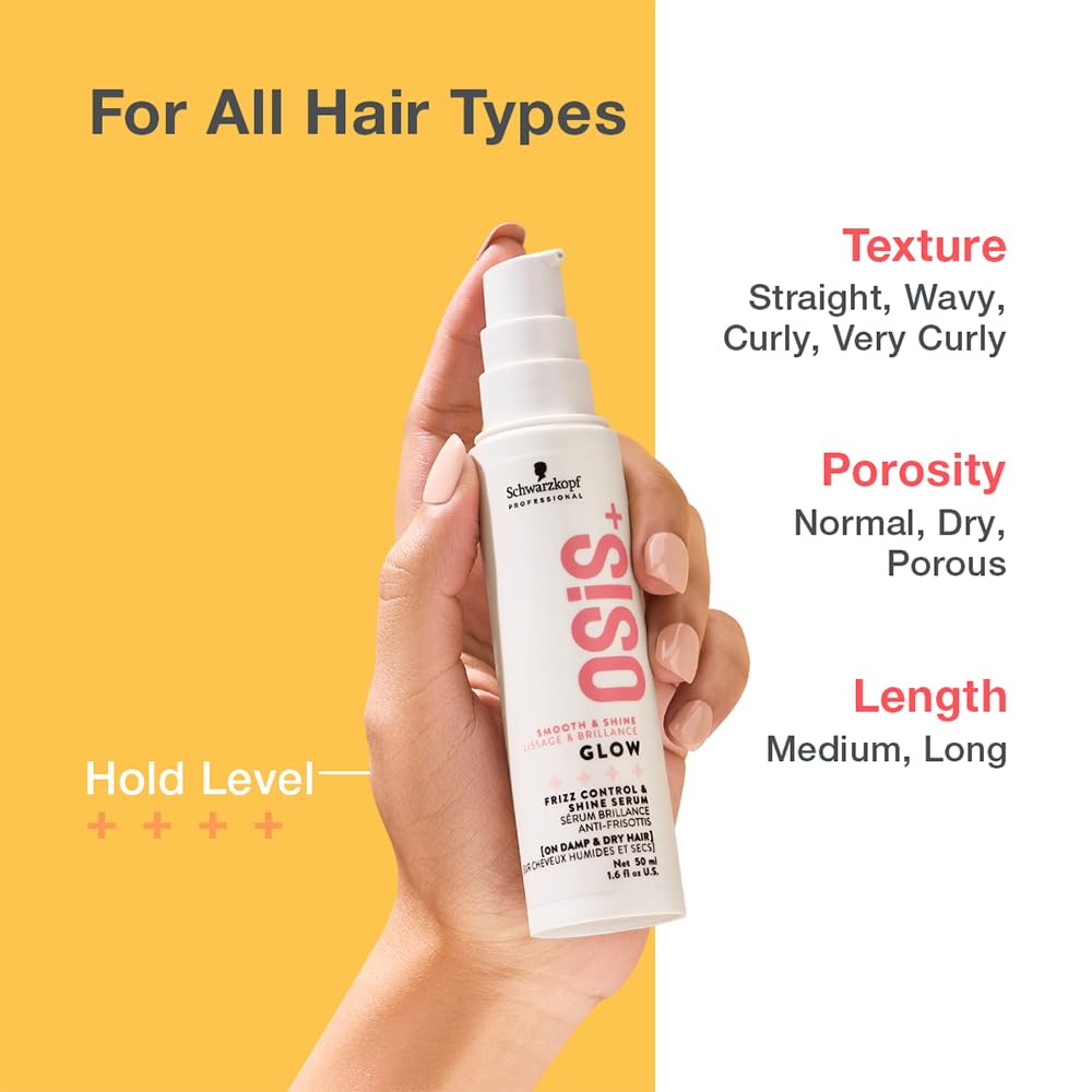 OSiS+ Glow Anti-Frizz Shine Serum - Lightweight Heat Protection & Frizz Control for All Hair Types - Image 8