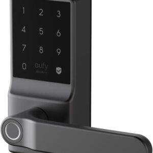 eufy Security Smart Lock C33, Keypad Door Lock with Handle, Fingerprint Door Knob, Keyless Entry Door Lock for Front Door and Bedrooms, Electronic Deadbolt, Wi-Fi, App Control, IP53 Waterproof, Black