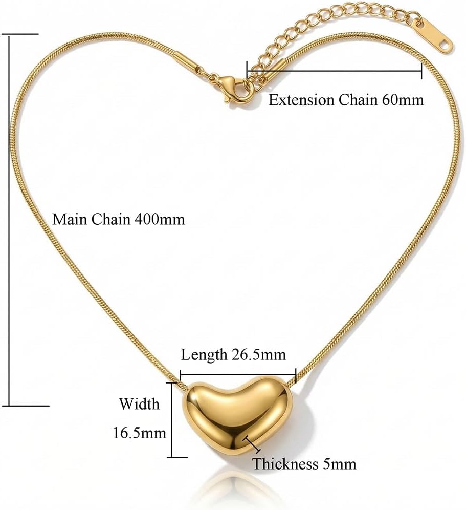 Modern Minimalism Earrings/Necklace Dainty 18k Gold Plated Pendant Necklace Earrings Trendy Heart Jewelry for Women - Image 5