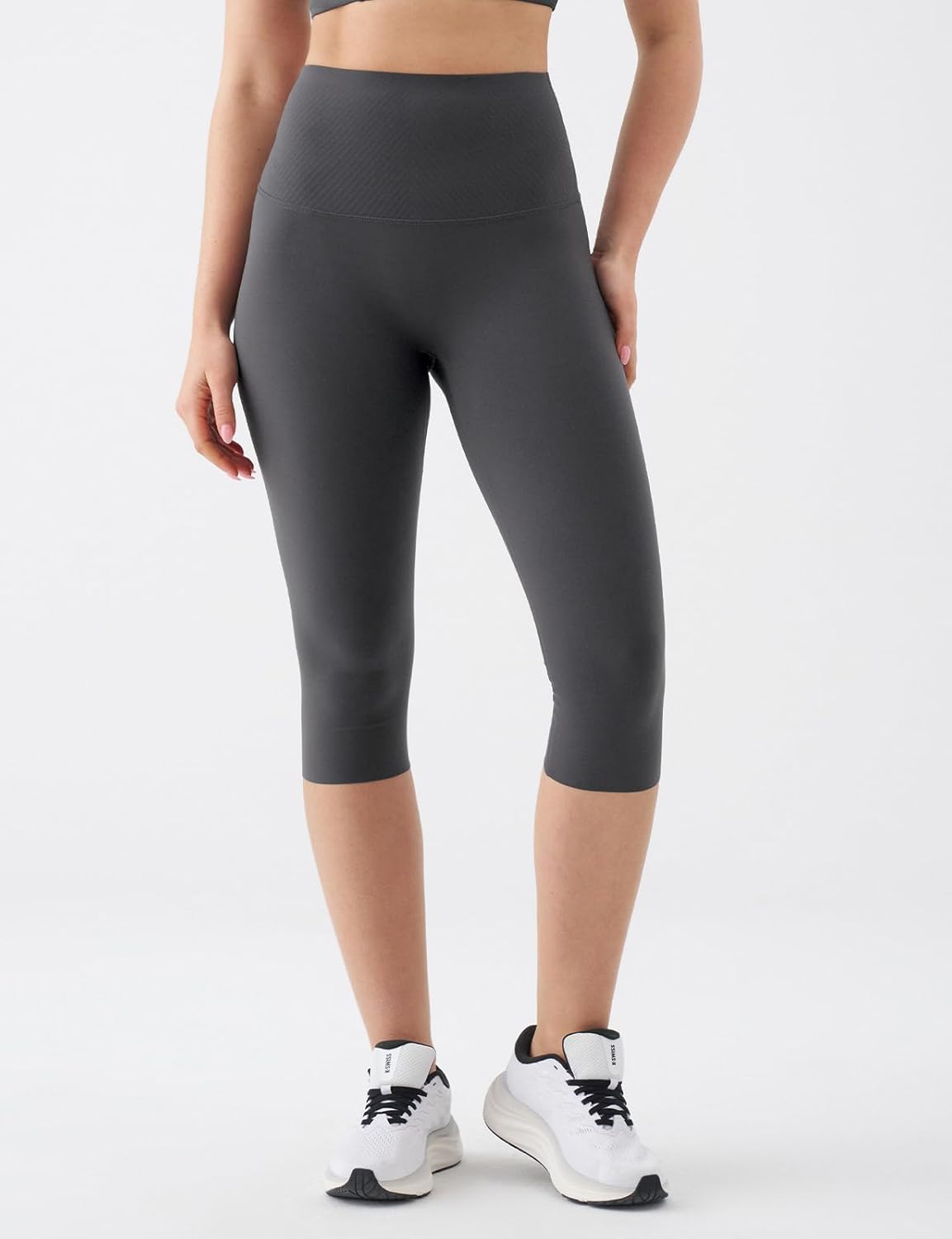 K-Swiss Women's 16" Capri Leggings - No Front Seam Soft Stretchy High Waist - Image 4