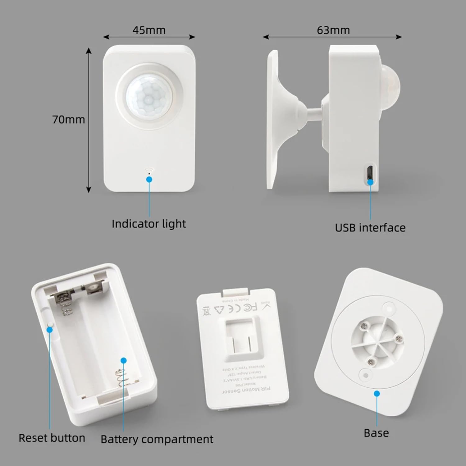 WiFi Smart Motion Sensor: Indoor PIR Motion Detector, Free App Alert, Tuya App Remote Monitor, USB & Battery Dual Power Supply, Infrared Wireless Alarm System for Home Security & Home Automation - Image 6