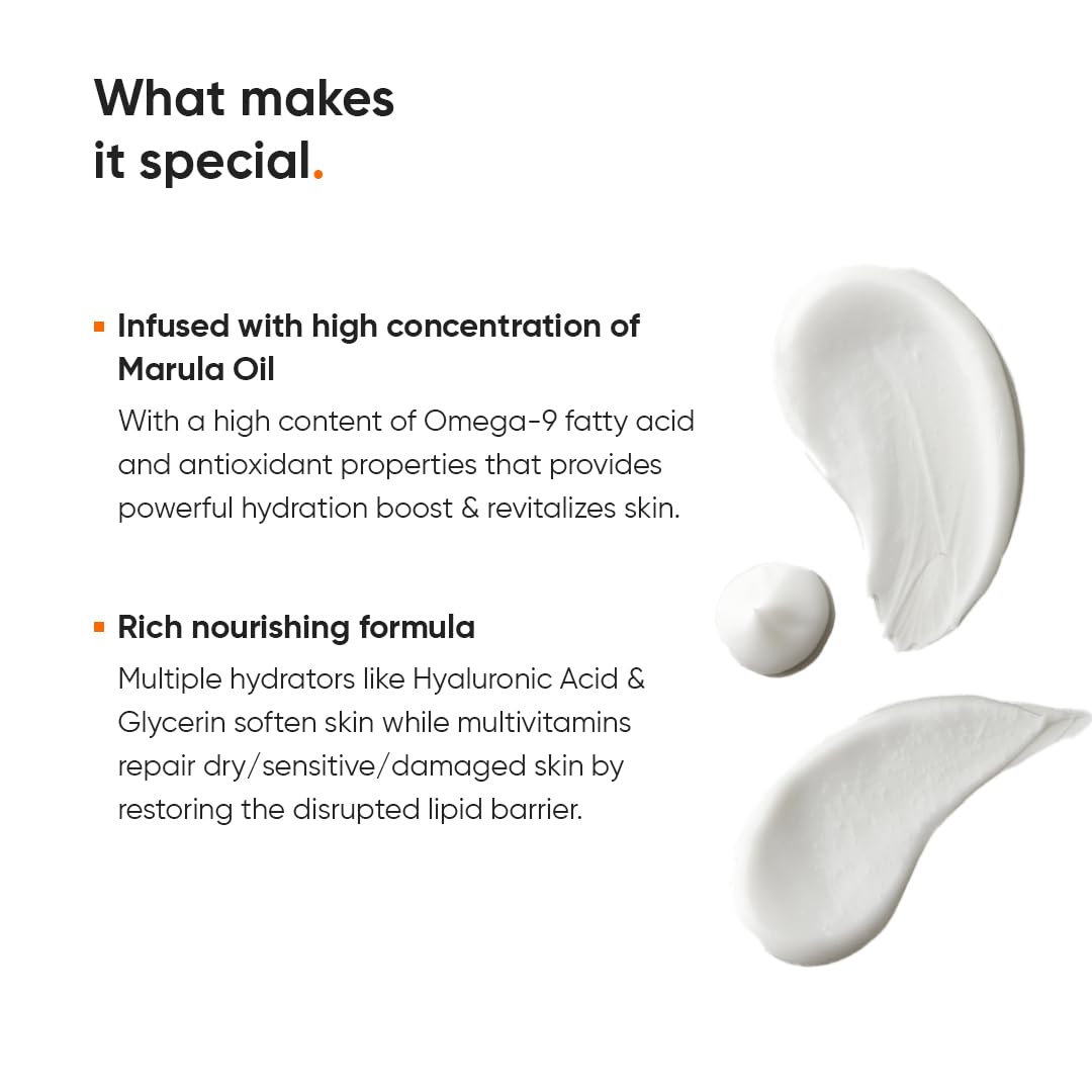 Minimalist Face Moisturizer for Dry Skin | Marula Oil 5% With Hyaluronic Acid For Deep Nourishment & Hydration | Face Hydrating Moisturizer | For Women & Men | 1.7 Oz / 50 gm - Image 6
