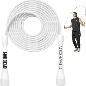 Swissskip Speed Jump Rope by Dayan Kolev, 5mm PVC Skipping Rope, Great for Beginners and Advanced Athlets, Designed for Fitness, Cardio, Boxing & CrossFit, Adjustable length with Unbreakable Handles