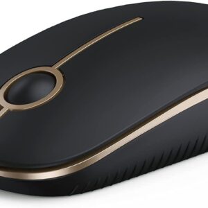 VssoPlor Wireless Mouse, 2.4G Slim Portable Computer Laptop Mouse with Nano Receiver Quiet Silent Optical Mice for Notebook, PC, Laptop, Computer-Black and Gold
