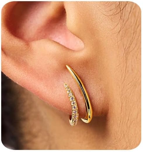 MUMREUES Gold Earrings for Women Trendy 14K Gold Plated Stud Earrings Dainty Minimalist Simple Hypoallergenic Earrings Jewelry Gift for Her
