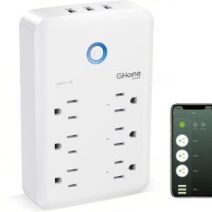 GHome Smart Plug Outlet Extender, USB Wall Charger with 3 Individual Smart Outlets and 3 Smart USB Ports, Works with Alexa Google Home, Surge Protector Plug Extender for APP Control,15A/1800W