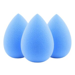 Beauty Makeup Sponge Blender 3 Pack – Ultra Soft Latex-Free Beauty Sponge for Foundation, Concealer & Powder – Flawless Airbrush Finish, Wet & Dry Use Cosmetic Applicator (Light Blue)