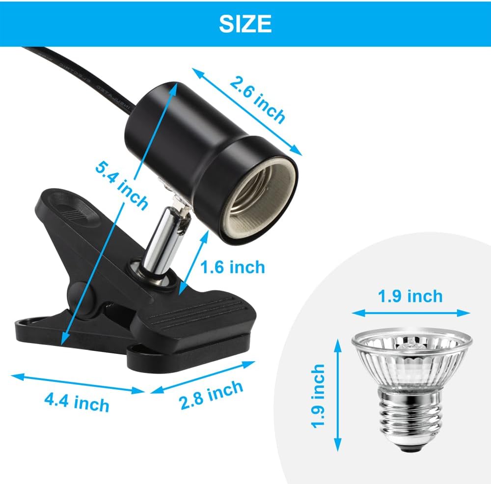 DaToo Reptile Heat Lamp Rotatable Turtle Heating Light with 50W UVA UVB Heat Bulb Simulated Sunlight Basking Spot Lamp with Clamp for Reptiles Lizard Amphibian Bearded Dragon Snake - Image 2