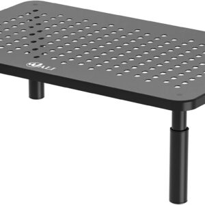 WALI Computer Monitor Stand for Desk, Adjustable Laptop Riser, Desk Monitor Stand Underneath Storage for Office, Home, School Supplies (STT003), 1 Pack, Black