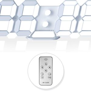 3D LED Digital Wall Clock/Desk Alarm Clock with Remote Control for Kitchen Bedroom Office, 9.7″ LED Night Light Decor Clock Adjust Brightness 12H/24H Time Date Temperature, Great Gift