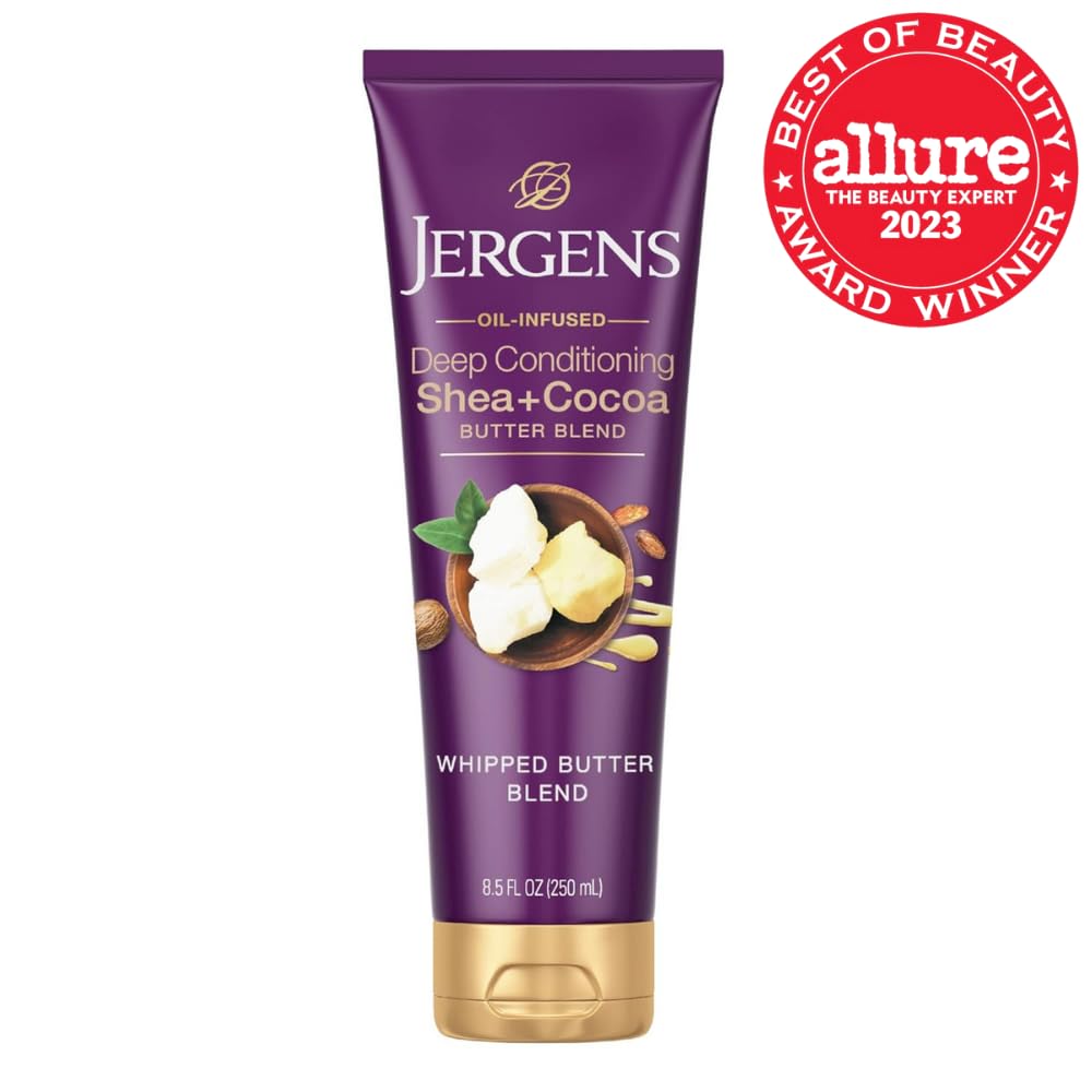 Jergens Shea and Cocoa Whipped Body Butter Lotion, Tone Enriching Hand And Body Lotion for Dry Skin, with Vitamins B3 & E, 8.5 Oz - Image 2