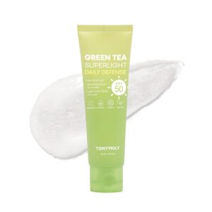 TONYMOLY Green Tea Korean Sunscreen SPF 50+ PA++++ — No White Cast, Lightweight Face Sunscreen for All Skin Tones, Hydrating with Niacinamide, Panthenol & Hyaluronic Acid, 1.69 fl oz
