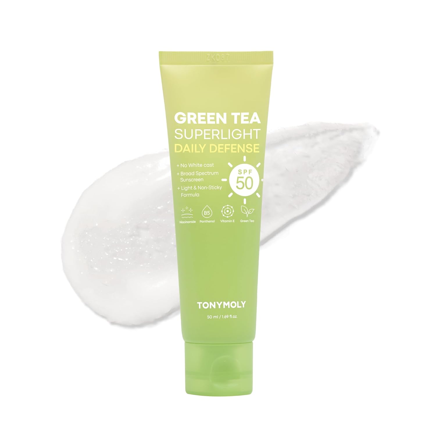 TONYMOLY Green Tea Korean Sunscreen SPF 50+ PA++++ — No White Cast, Lightweight Face Sunscreen for All Skin Tones, Hydrating with Niacinamide, Panthenol & Hyaluronic Acid, 1.69 fl oz