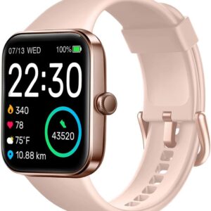 SKG Smart Watch for Women, Fitness Tracker with 5ATM Swimming Waterproof, Sleep Monitor, 1.7” Touch Screen Smartwatch Fitness Watch for Android-iPhone iOS,V7 Pink