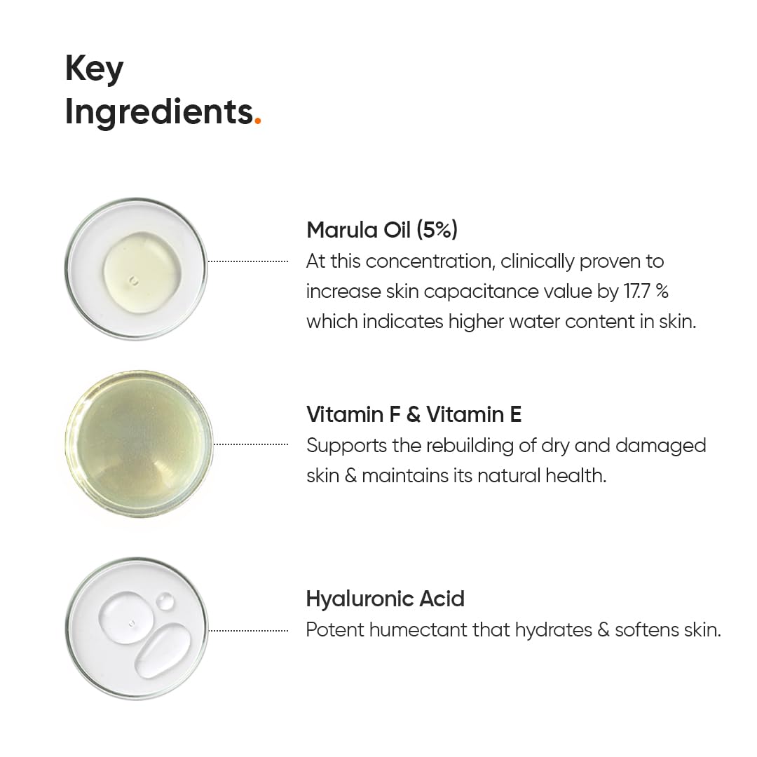 Minimalist Face Moisturizer for Dry Skin | Marula Oil 5% With Hyaluronic Acid For Deep Nourishment & Hydration | Face Hydrating Moisturizer | For Women & Men | 1.7 Oz / 50 gm - Image 4