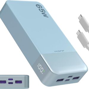 JUOVI Portable Charger 65W Power Bank 20000mAh Compact USB C Laptop Power Bank Fast Charging Battery Pack for Laptop MacBook Dell XPS iPad Tablet Steam Deck iPhone 17/16/15/14 Series Samsung and More
