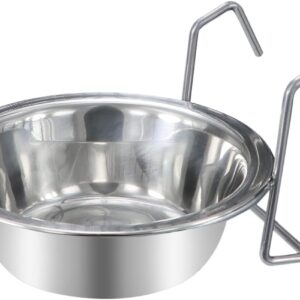 Wontee Pet Bowl Stainless Steel Hanging Food Water Bowls Bird Cage Feeder for Birds, Parrots, Small Sized Dogs and Cats (S)