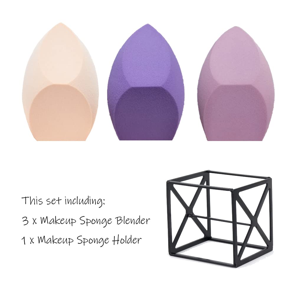 Makeup Sponge Blender & Holder, SOFT Beauty Makeup Blender Puff Foundation Face Sponges Set, Applicator Beauty Blending Blenders with 1 Sponge Holder, Concealer Sponge for Liquid Powder Sunscreen - Image 2