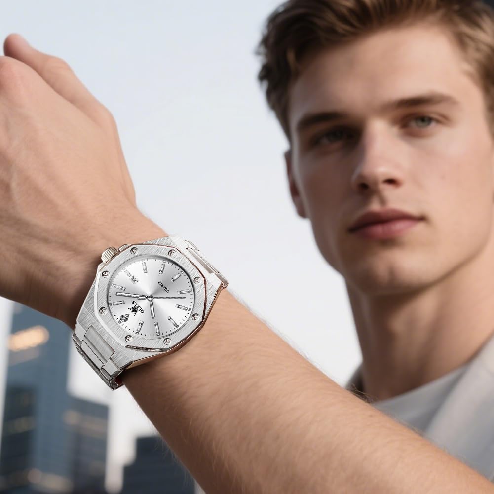 OLEVS Watch for Men Business Diamond Easy Read Men's Wristwatches Analog Luxury Date Stainless Steel Waterproof Luminous Dress Mens Watches - Image 3