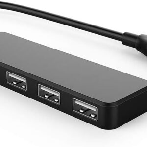 USB Hub, USB Splitter,USB 4-Port Adapter,Extender for Laptop, PC, MacBook, Mac Pro, Mac mini, iMac, Surface Pro and More (Black-USB 2.0/0.3m)