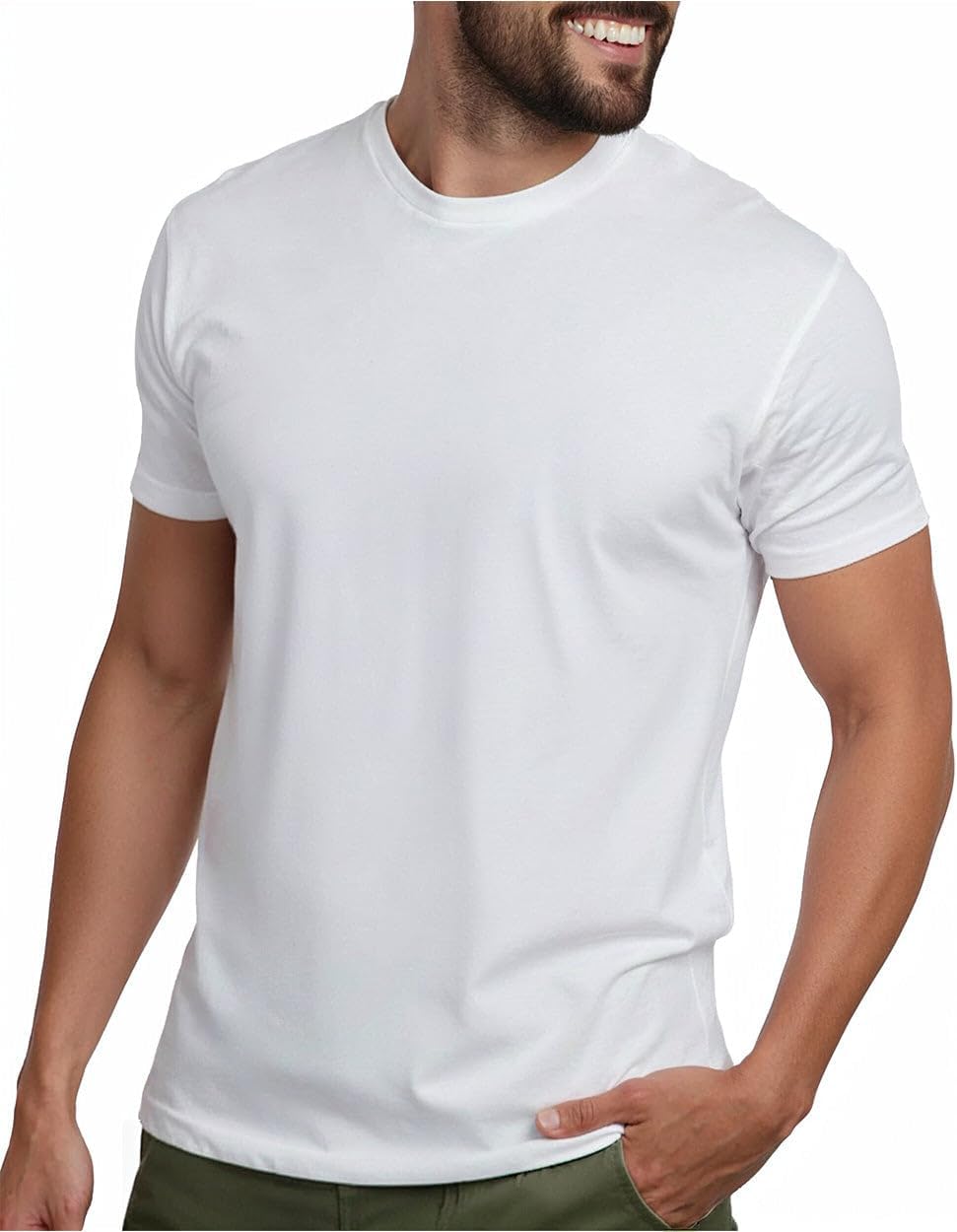 INTO THE AM Mens T Shirts Soft Cotton Blend Crew Neck Tee S - 4XL Athletic Fit Plain Casual T-Shirt for Men