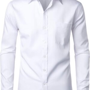 ZEROYAA Men’s Urban Stylish Casual Business Slim Fit Long Sleeve Button Up Dress Shirt with Pocket