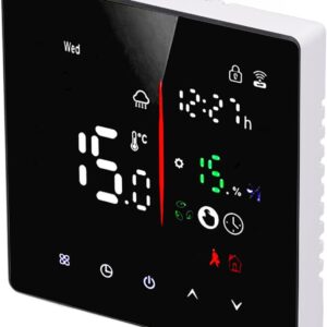 Touchscreen Thermostat, 90‑240V APP Control Digital Thermostat with LED Display for TUYA AC, Smart Home Thermostat for Programmable Period, Heat & Cooling Temperature Control