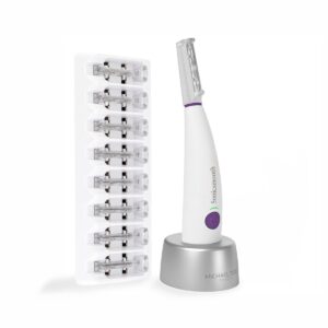 Michael Todd Beauty Sonicsmooth Dermaplane Razor for Women Face + Eyebrow trimmer Dermaplaning System – Peach Fuzz Remover – 8 Weeks of Dermaplaning Blades