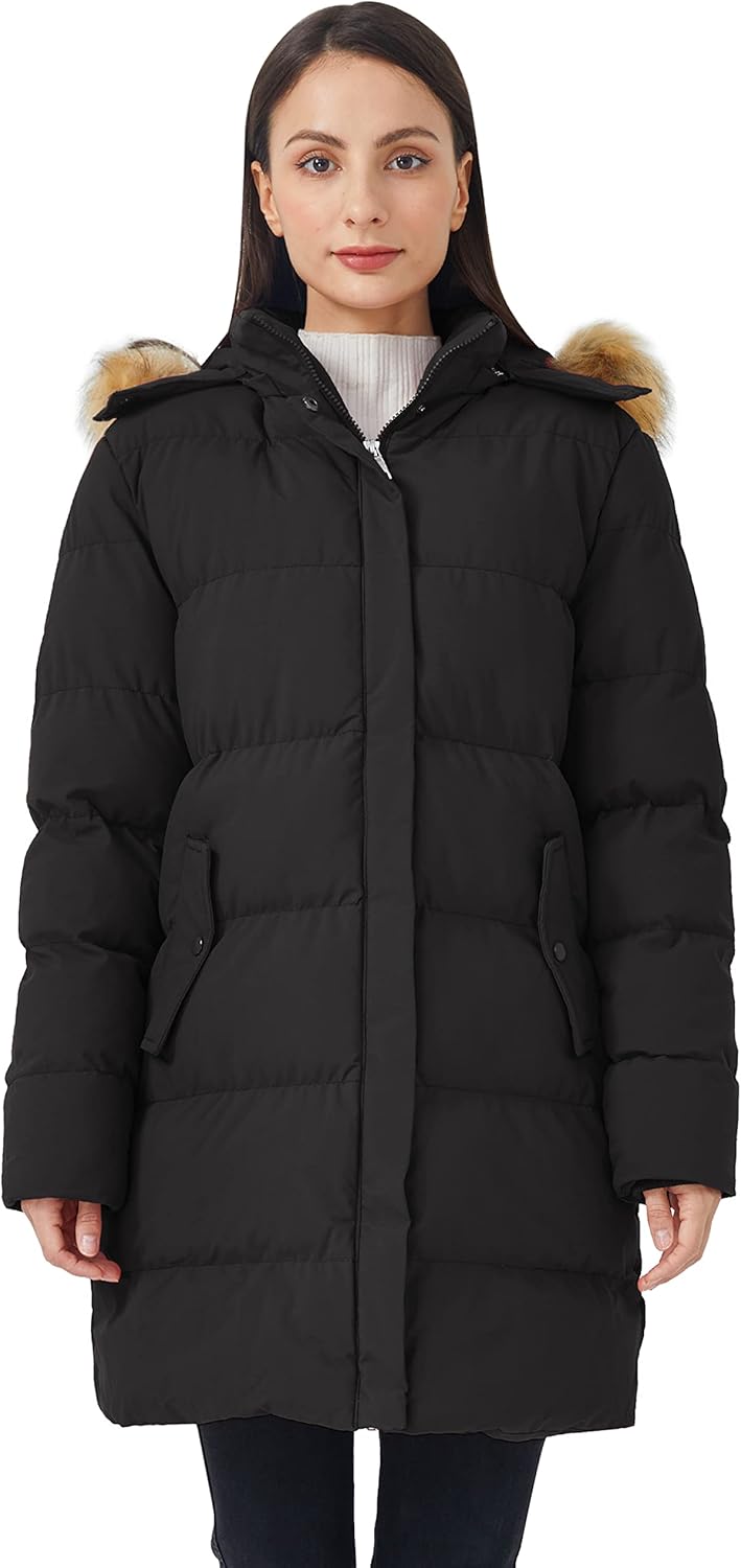 WenVen Women's Winter Thicken Puffer Coat Warm Jacket with Faux Fur Removable Hood - Image 2