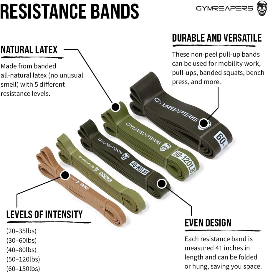 Gymreapers Resistance Bands for Working Out – Elastic Pull Up Exercise Assistance Bands Set for Powerlifting, Stretching, WOD, Strength Training – for Men & Women - Image 2