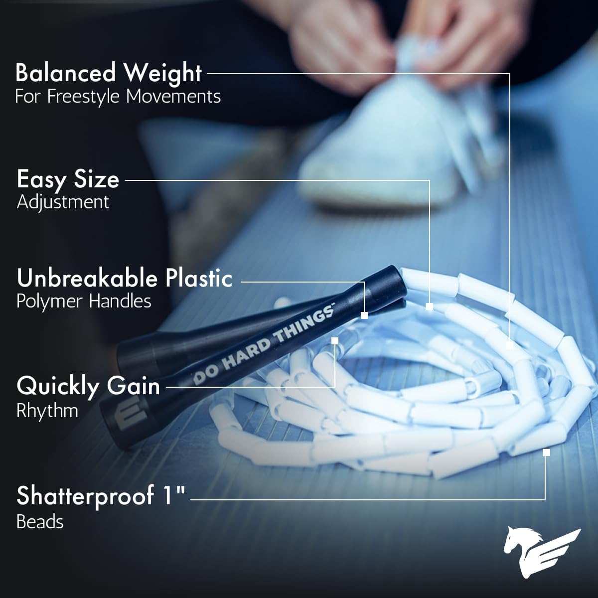 Elite Jumps - Do Hard Things 1” Beaded Jump Ropes | Crossover Jump Rope for Your Exercise Equipment | Segmented Jump Rope - Image 2