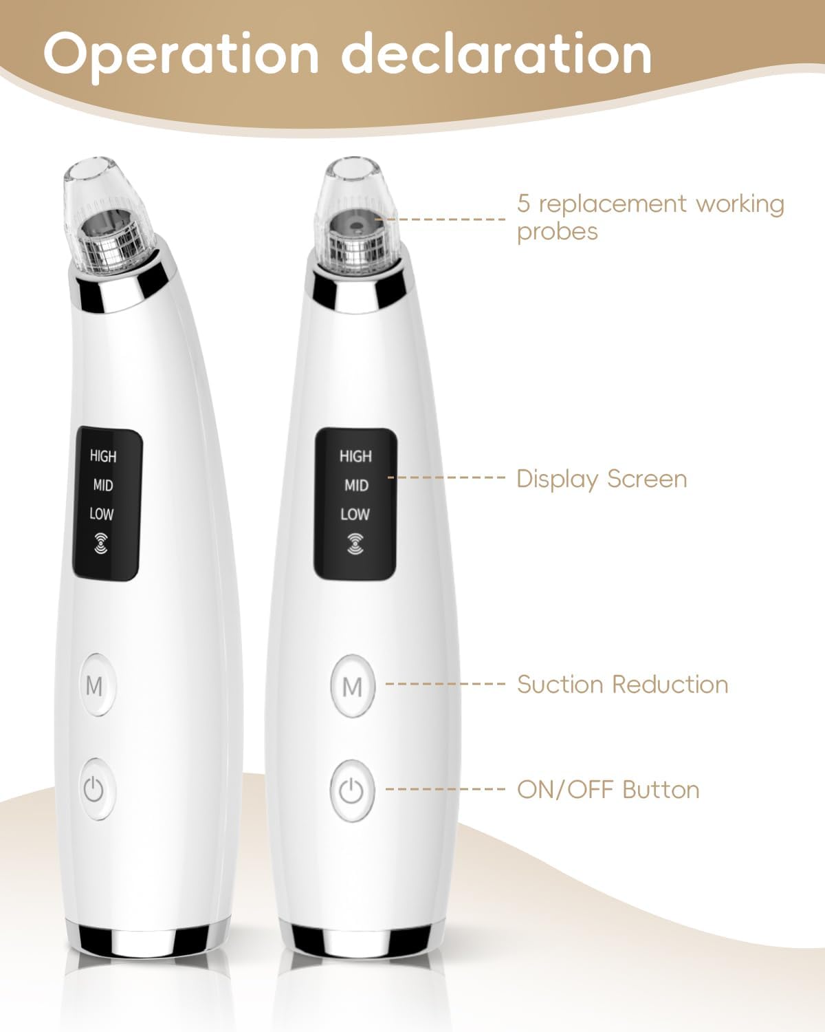 Rechargeable Blackhead Vacuum Pore Cleaner - 5 Attachments & 3 Suction Levels for Deep Facial Cleansing, USB-Powered Blackhead Remover for Women and Men (White) - Image 6